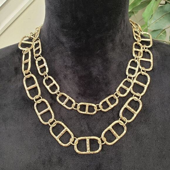 Charming Charlie Women Gold Tone Double Chunky Chain Necklace with Lobster Clasp - Picture 1 of 7